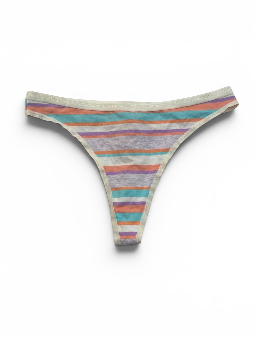 Vintage Victorias Secret Thong Medium Signature Striped High Leg